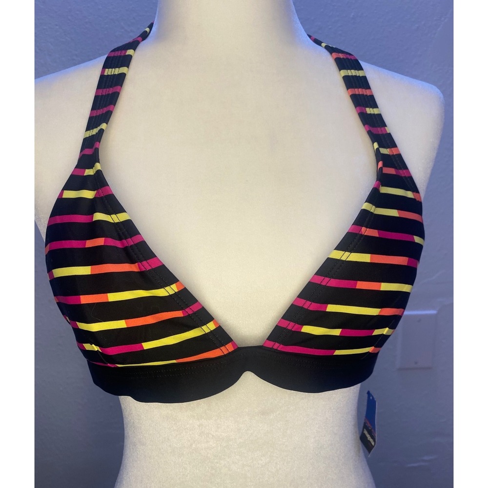 Patagonia Boucau Halter Top Women's XL Black Striped Triangle Swim NWT